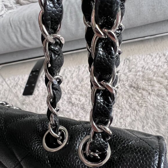 Authentic Chanel Classic Caviar Jumbo Flap Bag in SHW - $11,700 Retail - Picture 11 of 16